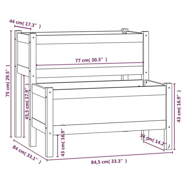 vidaXL Odlingslåda honungsbrun 84,5x84x75 cm massiv furu