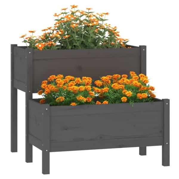 vidaXL Plantekasse svart 84,5x84x75 cm heltre furu