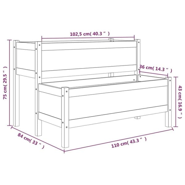 vidaXL plantekasse 110x84x75 cm massivt fyrretræ