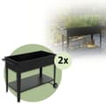 Pikkukuva 1 / 7: ML-Design 2 kpl metallinen siirrettävä korkeapenkki; 98x50x79;5 cm; musta; liikuteltava istutuslaatikko; pyörillä ja kahvalla; puutarhaan ja