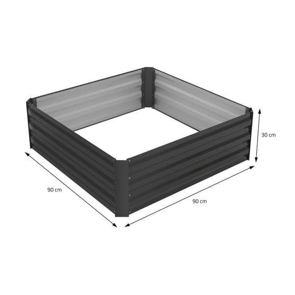 ML-Design Höjdbädd i metall för trädgården; 90x90x30 cm; 240 liter; antracit; väderbeständig; rostfri; utomhus; planteringsbädd; blomlåda;