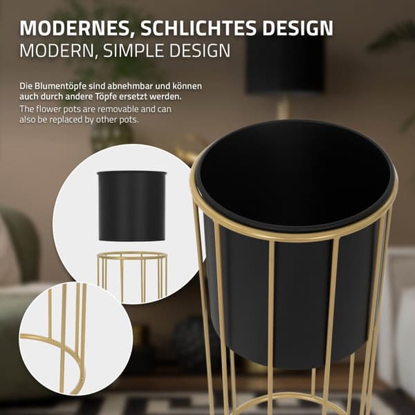 Set om 2 blomställ Ø 21x46,7 / 24x70,5 cm svart stål ML-design