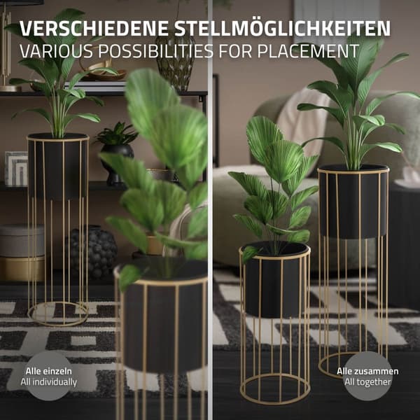 Set om 2 blomställ Ø 21x46,7 / 24x70,5 cm svart stål ML-design