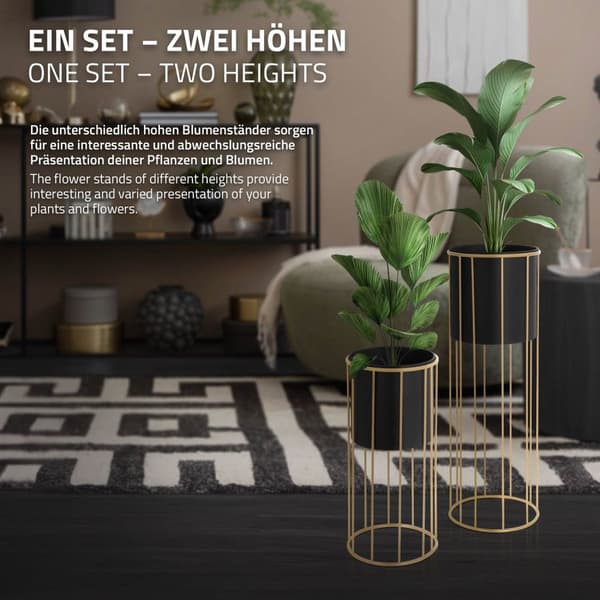 Set om 2 blomställ Ø 21x46,7 / 24x70,5 cm svart stål ML-design