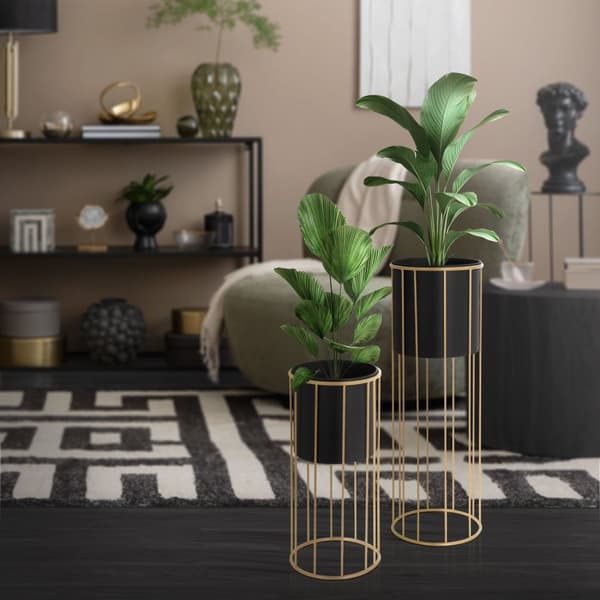 Set om 2 blomställ Ø 21x46,7 / 24x70,5 cm svart stål ML-design