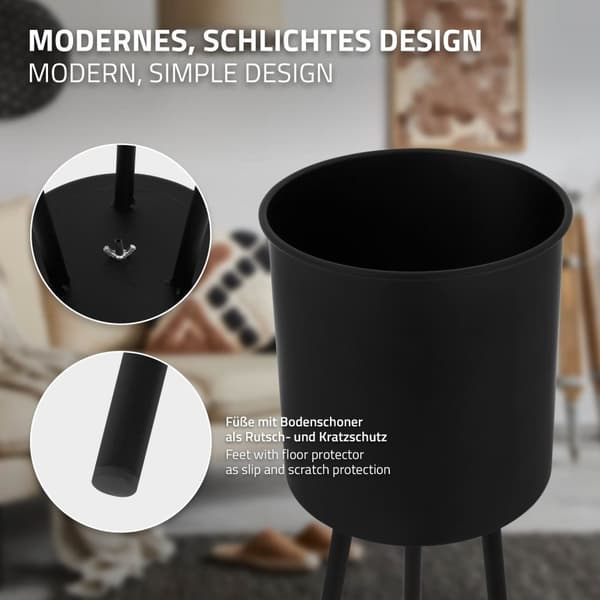 Sæt med 2 blomsterstativer 22x22,5x66 / 23x26x79 cm sort stål ML-Design