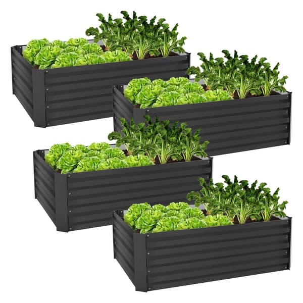 4x korotettu sänky istutus sänky kukkapenkki planter box vihannes sänky 90x60x30cm metallia