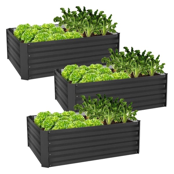 3x korotettu sänky istutuspenkki kukkapenkki istutuslaatikko vihannespenkki 90x60x30cm metallia
