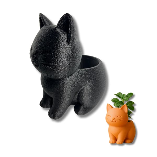 Søt katt mini plantekrukke Svart M
