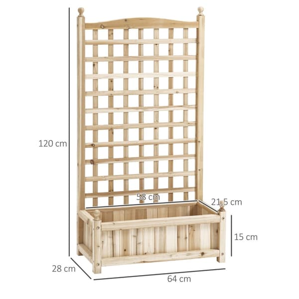 Plantekasse i tre med espalier for klatreplanter