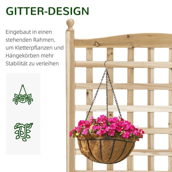 Plantekasse i tre med espalier for klatreplanter