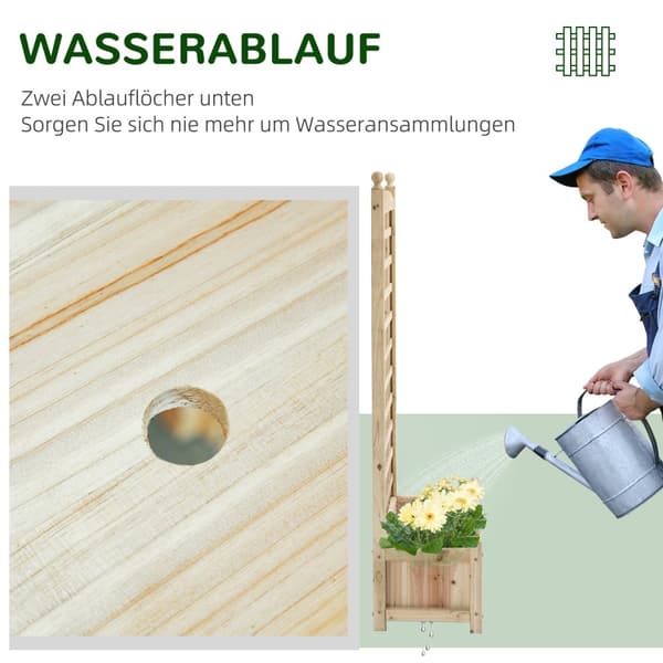 Plantekasse i tre med espalier for klatreplanter