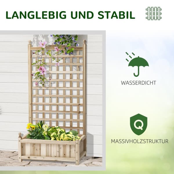 Plantekasse i tre med espalier for klatreplanter