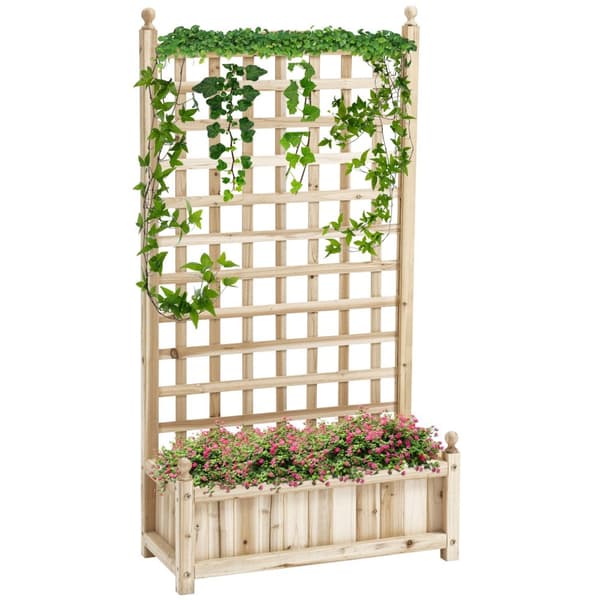 Plantekasse i tre med espalier for klatreplanter