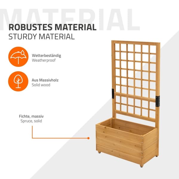 ML-Design istutuslaatikko säleiköllä, 67.5×139×36.5 cm, ruskea, istutuslaatikko kukkaruukku säleiköllä, puutarha säleikkö massiivipuuta köynnöksille,