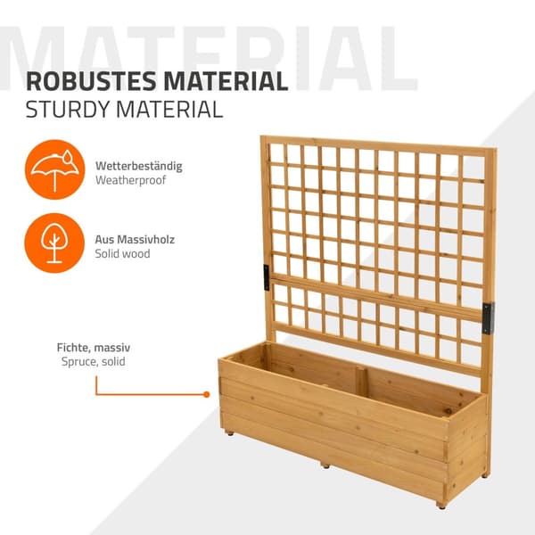 ML-Design istutuslaatikko säleiköllä, 119.5×139×36.5 cm, ruskea, istutuslaatikko kukkaruukku säleiköllä, puutarha säleikkö massiivipuuta