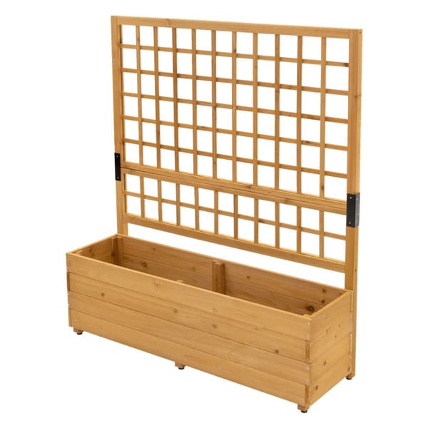 ML-Design istutuslaatikko säleiköllä, 119.5×139×36.5 cm, ruskea, istutuslaatikko kukkaruukku säleiköllä, puutarha säleikkö massiivipuuta