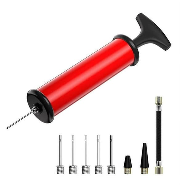 Bärbar luftpump handpumpset med nålar, munstycken och slang
