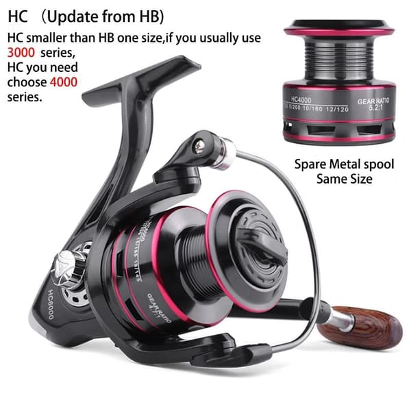 Hot Sale Fishing Reel 500-7000 Metal Spool Spinning Reel 10KG Drag Metal Spare Spool Saltwater Reel Fishing Accessories 7000 Series