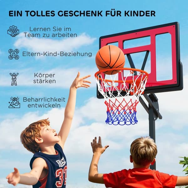 Utomhus Basketkorg för Barn, 200-260 cm, Röd