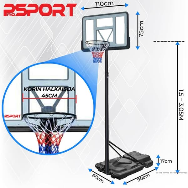 ProSport basketkorg 1,5-3,05 m
