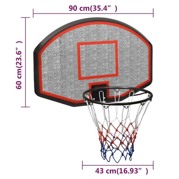 vidaXL basketballkurv med plade 90x60x2 cm polyethylen sort
