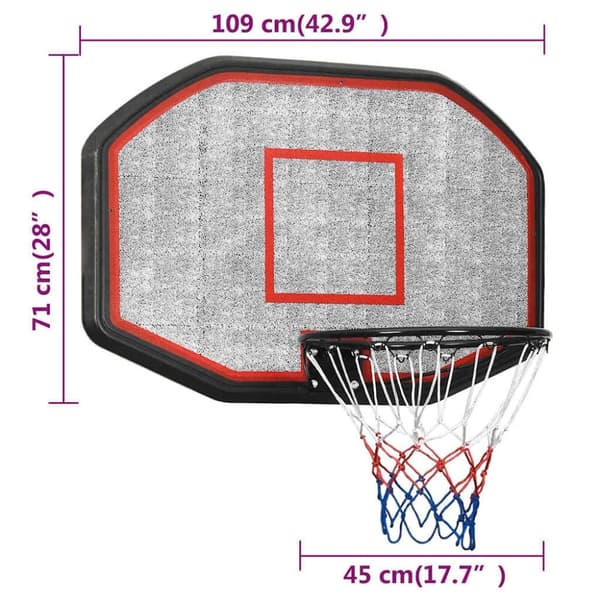 vidaXL Koripallolevy musta 109x71x3 cm polyeteeni