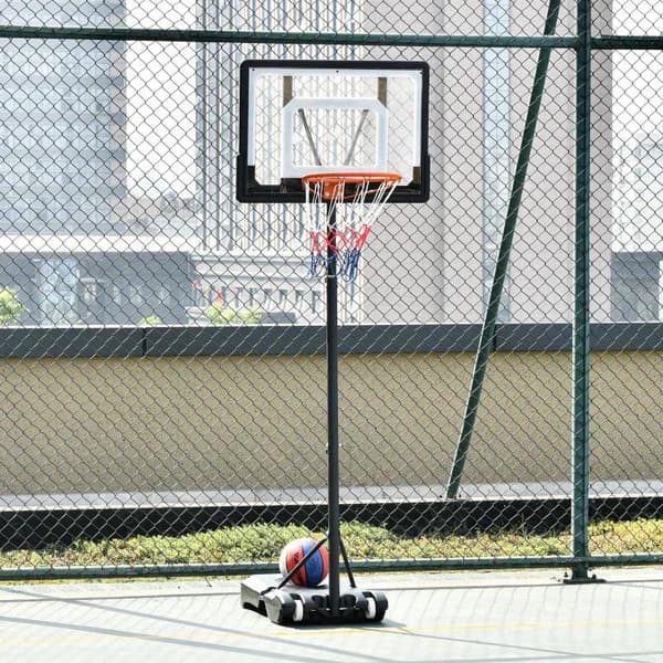 Rootz Basketball Stand - Højdejusterbart Basketball System Til Børn - Basketball Bøjle Med Hjul - Udvendig - Stål - PVC - HDPE - Sort - 83 x 75 x 206-