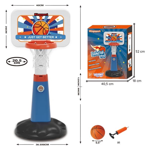 WOOPIE Set Basket Justerbar 99 - 125 cm + Boll + Pump