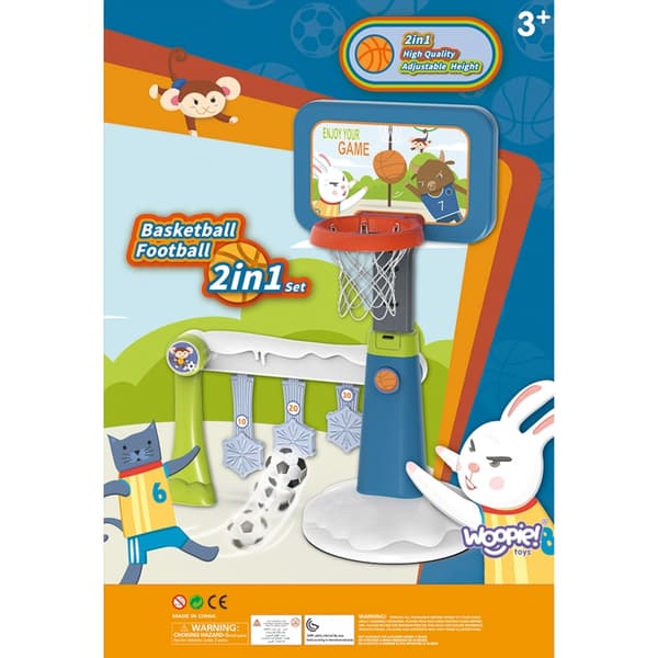 WOOPIE Set 2 i 1 Basketfotbollsmål + Boll + Pump