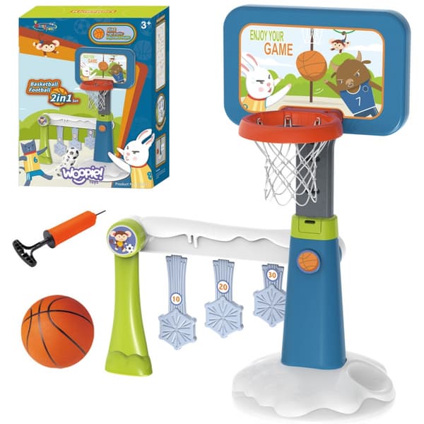 WOOPIE Set 2 i 1 Basketfotbollsmål + Boll + Pump
