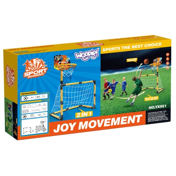 WOOPIE 2 i 1 Basketbollset Fotbollsmål + Bollar och Pump