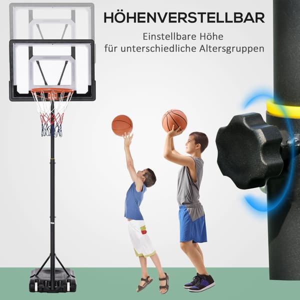 Utomhus Basketkorg, 83x75x206-260 cm, Svart