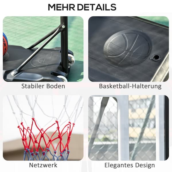 Utomhus Basketkorg, 83x75x206-260 cm, Svart