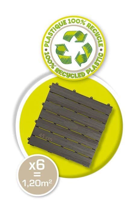 Smoby - 6 laatan setti - Lattiat kotona - 45x45cm - Puukuvioinen - UV-suojattu - 100% kierrätettyä ja kierrätettävää muovia