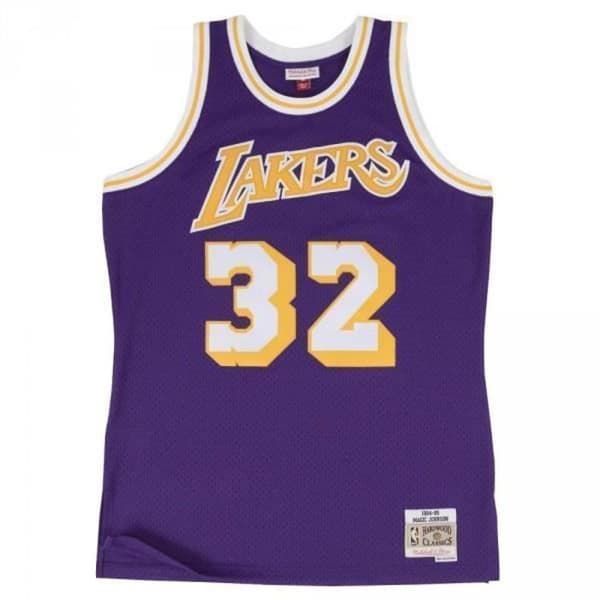 NBA-tröja - Mitchell &amp; Ness - Magic Johnson - Lila - Storlek M (L Franska) - Utan ärmar