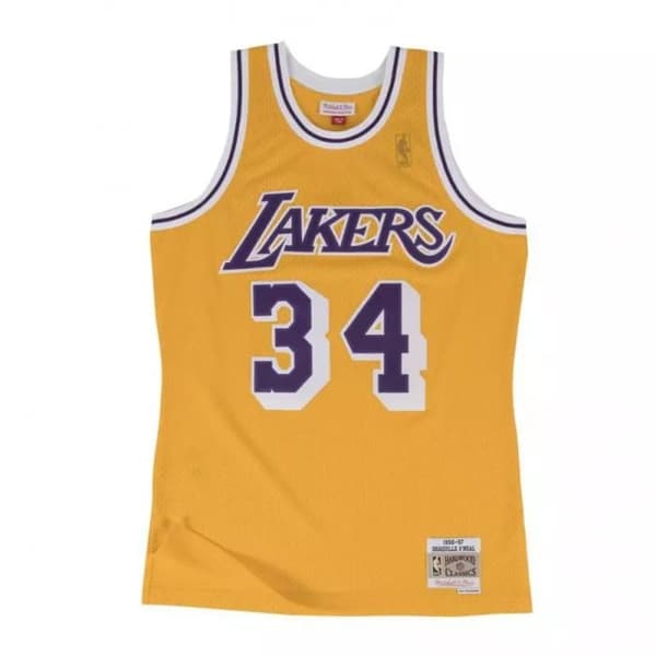 Maillot NBA Shaquille O'Neal Los Angeles Lakers 1996-97 Mitchell &amp; Ness Hardwood Classics gul -Mitchell &amp; Ness- Storlek: L