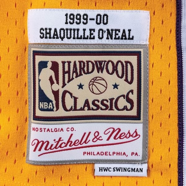 Maillot NBA Shaquille O'Neal Los Angeles Lakers 1999-00 Mitchell & ness Hardwood Classic swingman gul
