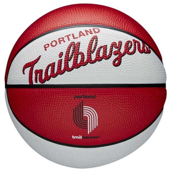 Wilson Team Retro Portland Trail Blazers Mini Ball WTB3200XBPOR, Basketball, Unisex, hvid, Størrelse: 3