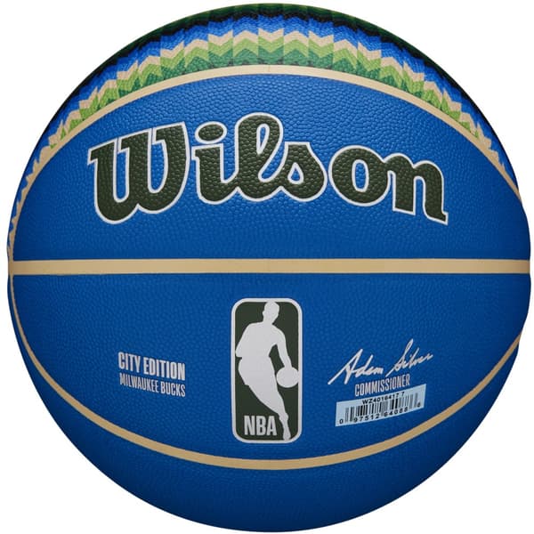 Wilson NBA Team City Collector Milwaukee Bucks Ball WZ4016417ID, Basketball, Unisex, blå, Størrelse: 7