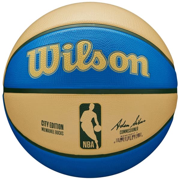 Wilson NBA Team City Edition Milwaukee Bucks Ball WZ4016517ID, Basketboll, Unisex, blå, Storlek: 7