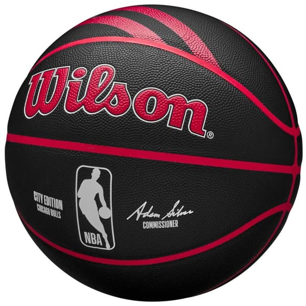 Basketboll, Unisex, Svart, Wilson NBA Team City Collector Chicago Bulls In/Out Boll WZ4024105XB