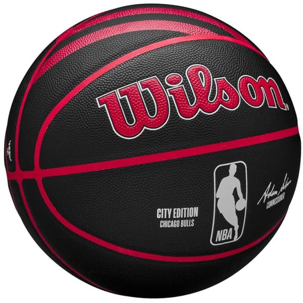 Basketboll, Unisex, Svart, Wilson NBA Team City Collector Chicago Bulls In/Out Boll WZ4024105XB