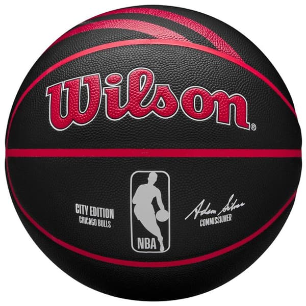 Basketboll, Unisex, Svart, Wilson NBA Team City Collector Chicago Bulls In/Out Boll WZ4024105XB