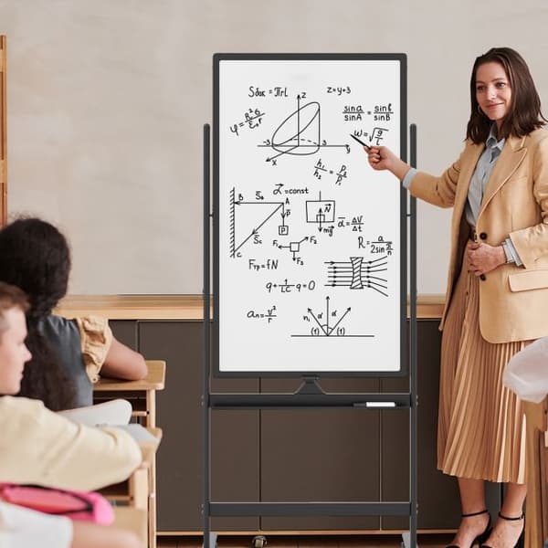 Rullende Whiteboard, Sort-M, 68x56x156/184 cm, Sort/Hvid