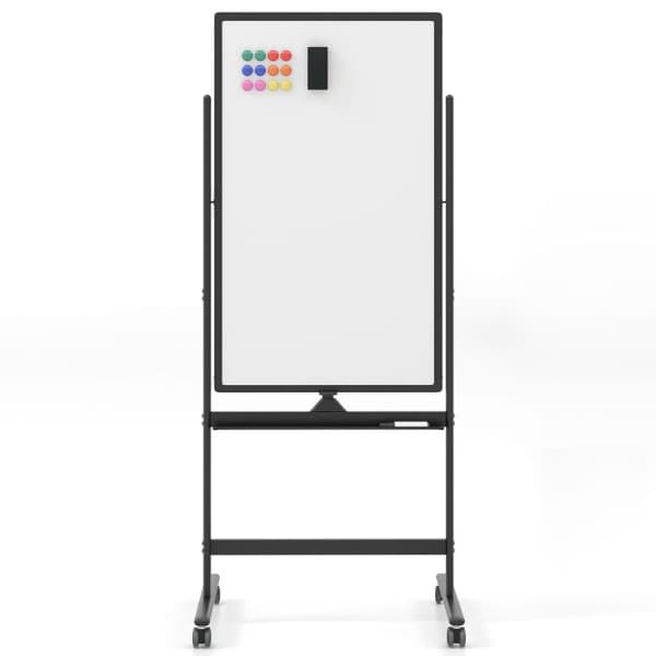 Rullende Whiteboard, Sort-M, 68x56x156/184 cm, Sort/Hvid
