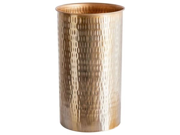Dekorativ krukke beholder Guld Metal Trælåg malet 31 cm Rund Opbevaring Blomst top Industriel Glamour til Stue
