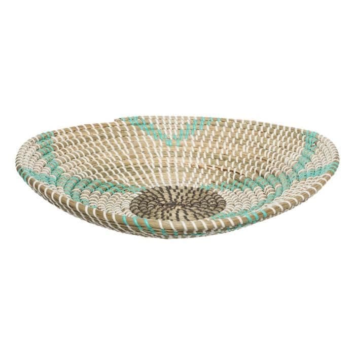 Pyöreä meriruoho- ja PVC-kori - Ø 38,5 x K 8 cm - monivärinen