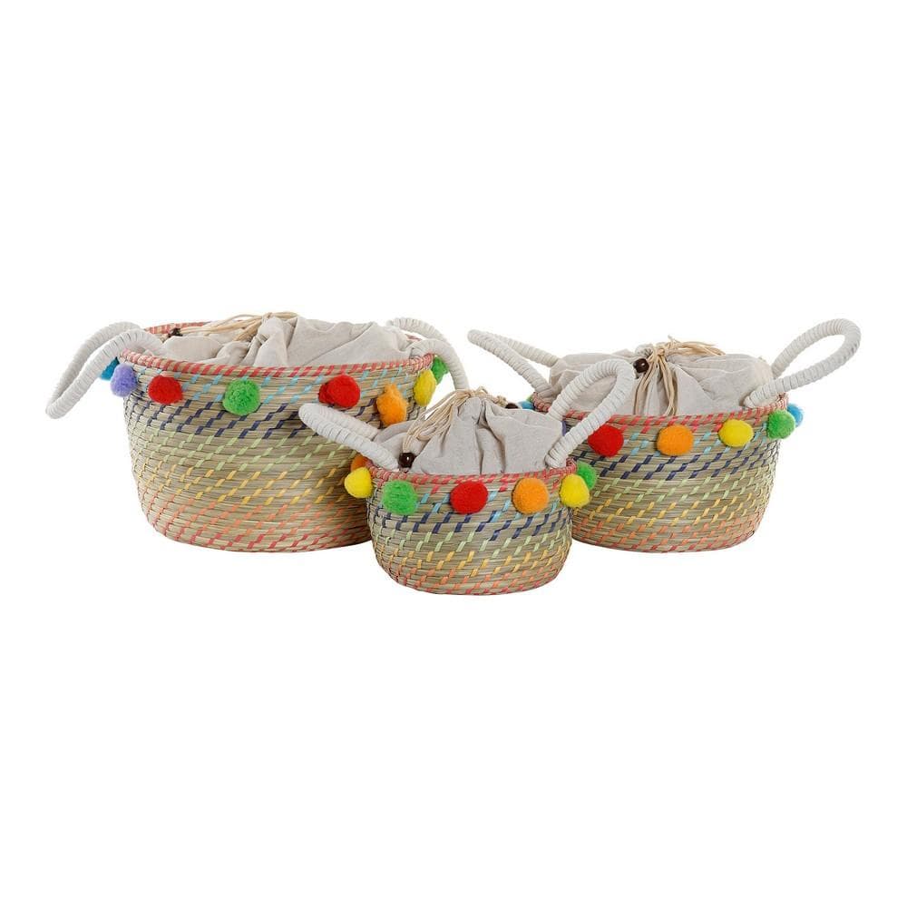 Korg - set DKD Home Decor Bomull Tofs Boho Sjögräs (3 pcs)