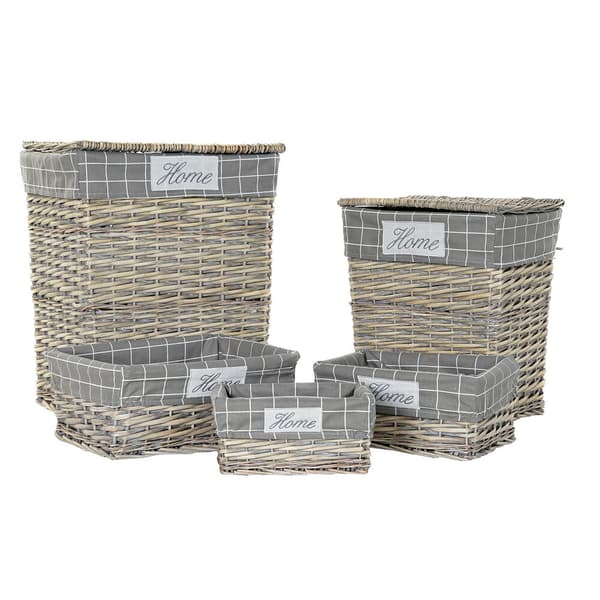 Kurvesæt DKD Home Decor Polyester flet Traditionel (47 x 34 x 55 cm) (5 pcs)